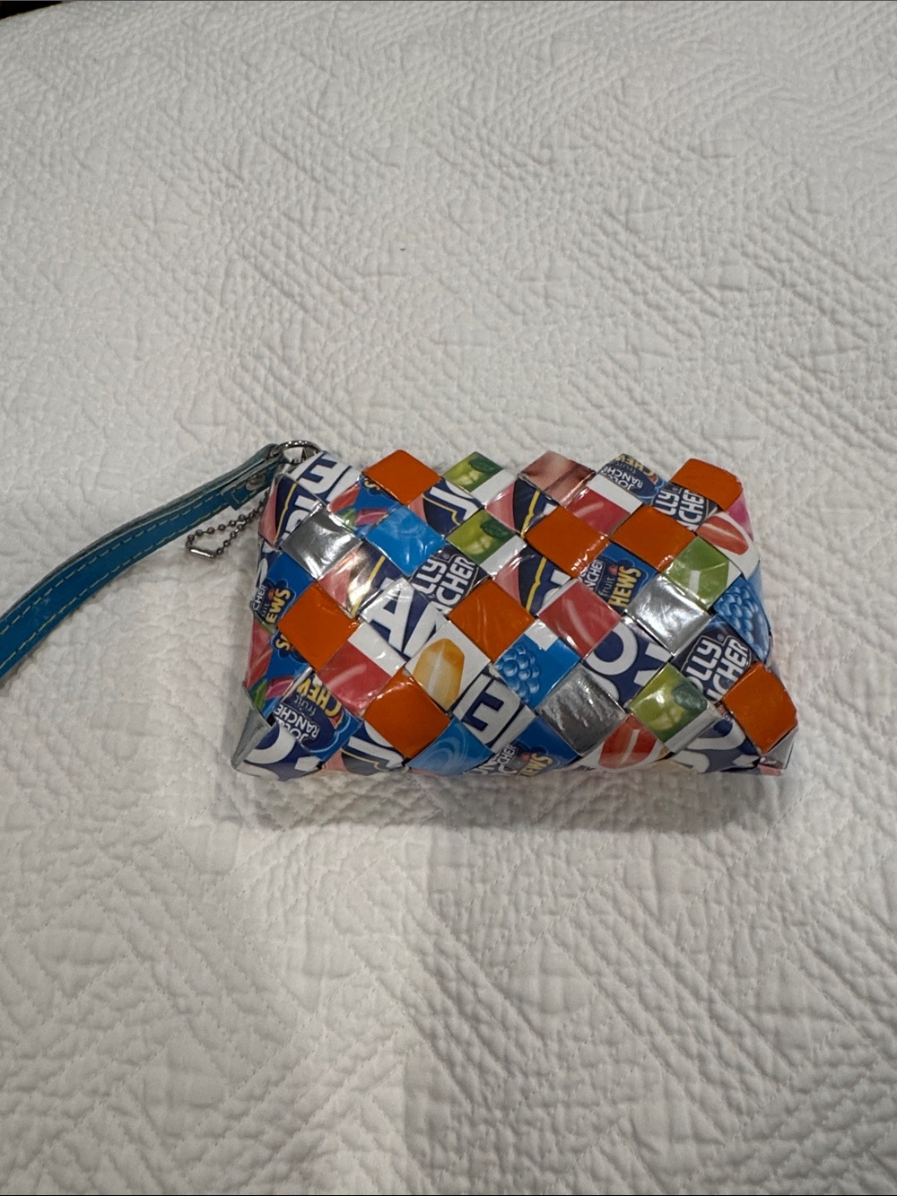 Upcycled Multicolor Woven Wristlet Pouch